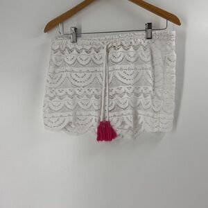 Miken swim lace white boxy swimsuit cover up beach short shorts